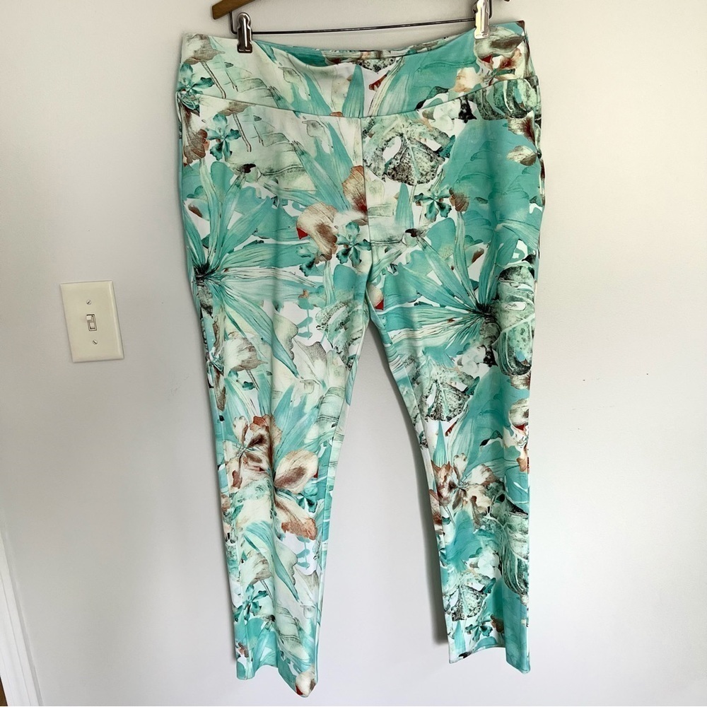 Soft Surroundings Womens Tropical Pants Size 1X Viscose Stretch Pull On